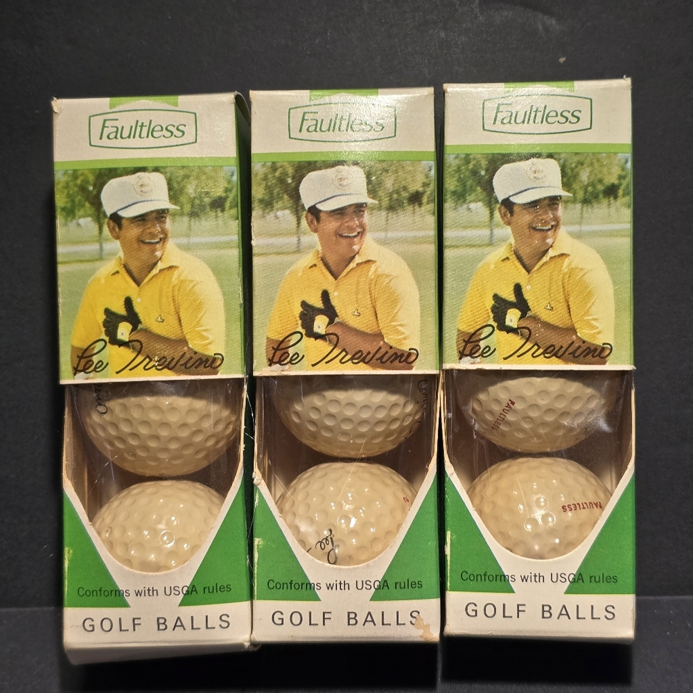 Vintage Faultless Lee Trevino Golf Balls 3 Sleeves New In Box USA Collectible